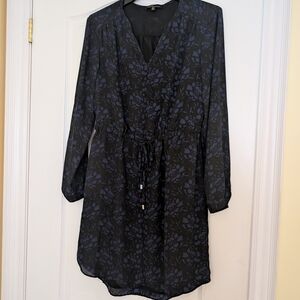 Dalia Black and Blue Long Sleeve Dress Size 2